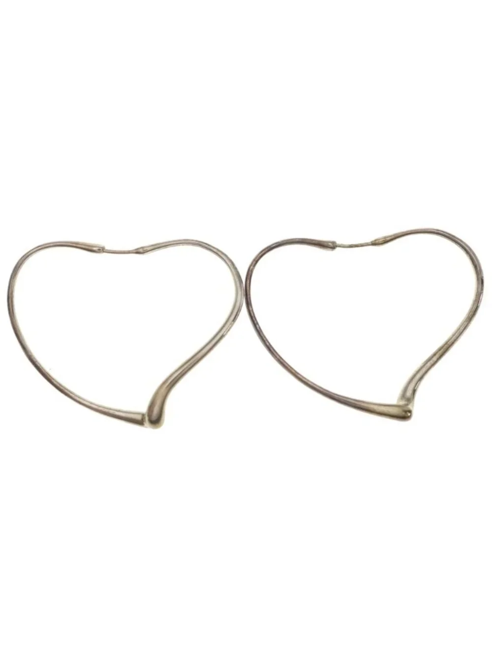 Tiffany & Co Elsa Peretti Open Heart Large Hoop Earrings Silver